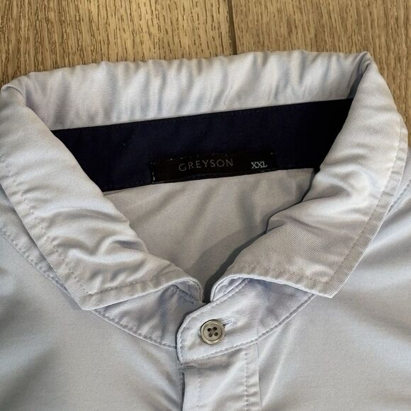 Greyson Golf Polo Shirt Mens XXL Blue Performance Stretch Wolf Logo Preppy - Picture 3 of 10